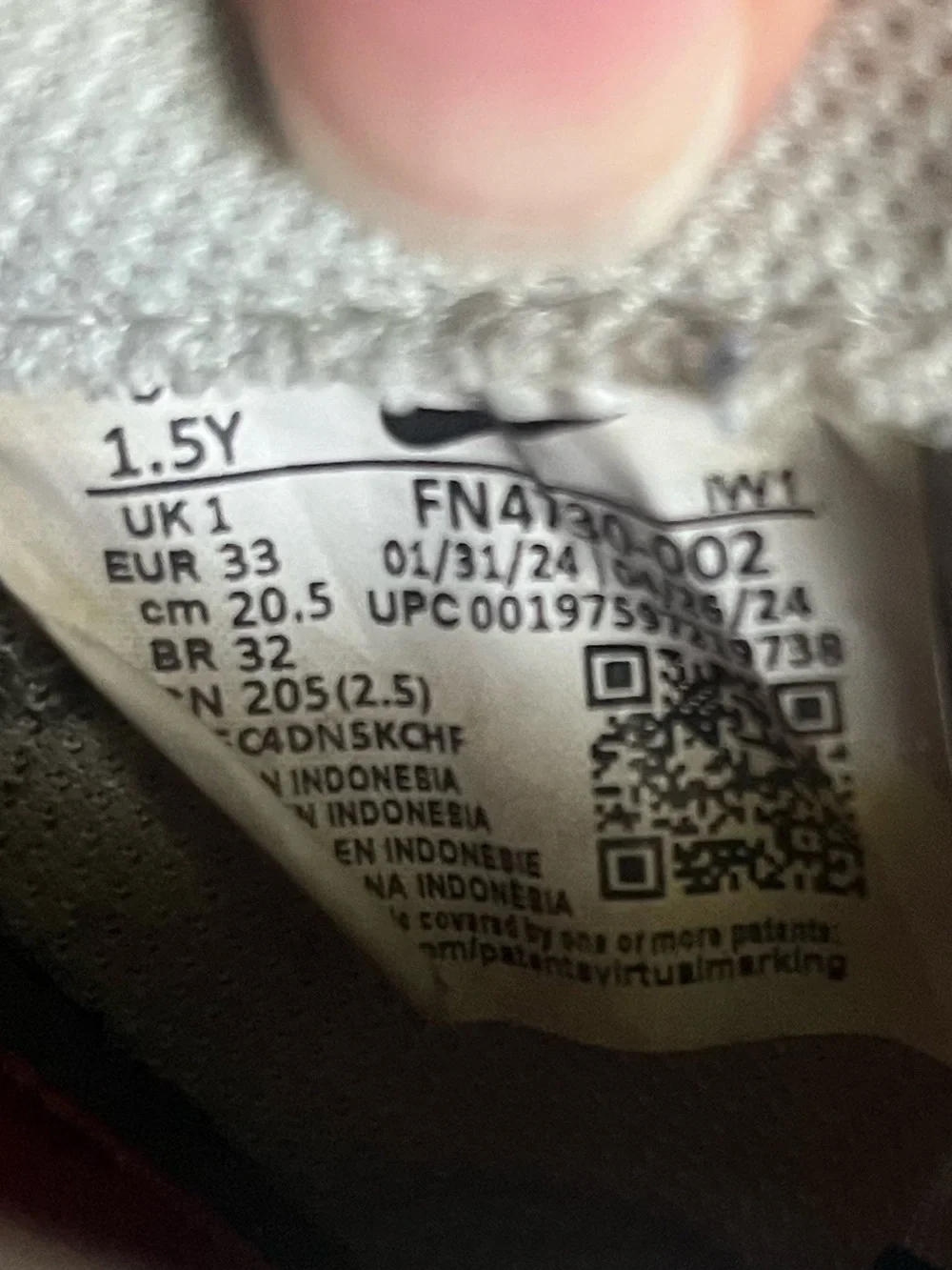 Nike Air Force 1 LV8 GS 'Upside Down boys size 1.5